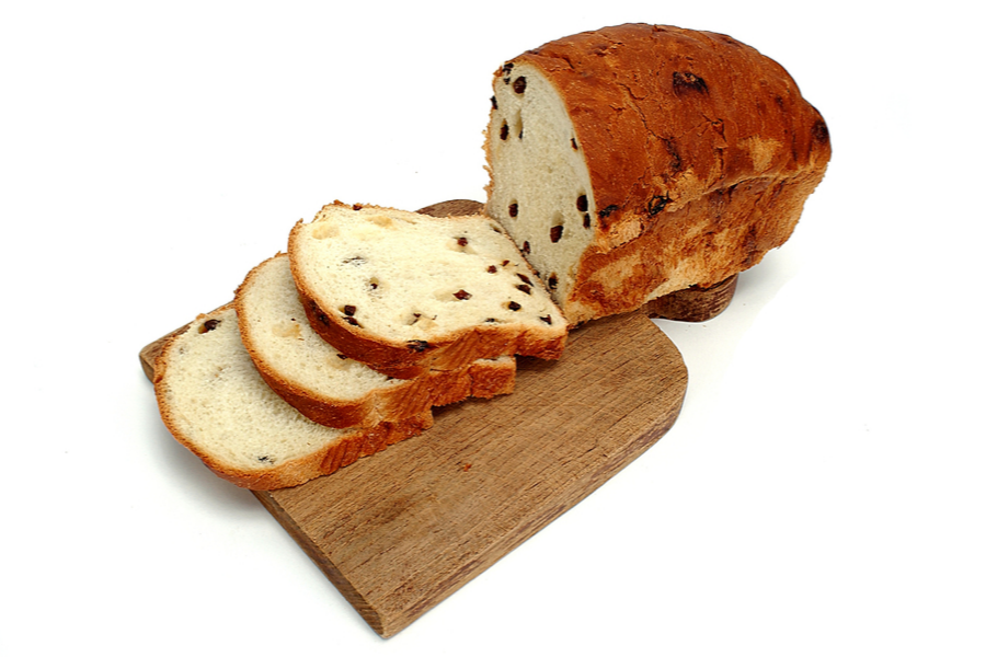 A loaf of cinnamon raisin bread.