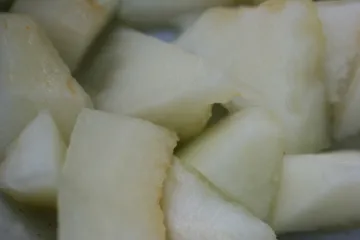 Diced honeydew melon.