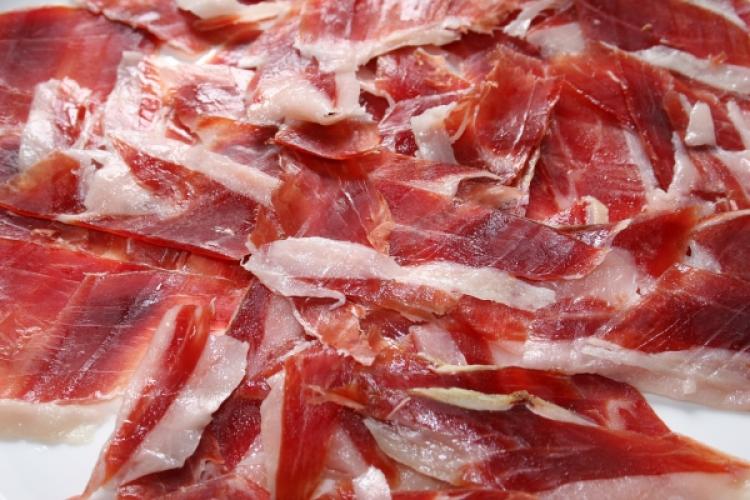 Thinly sliced serrano ham.