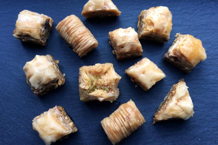 A selection of baklava sweets.