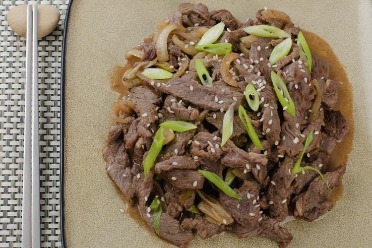 Bulgogi, Korean barbecued meat.