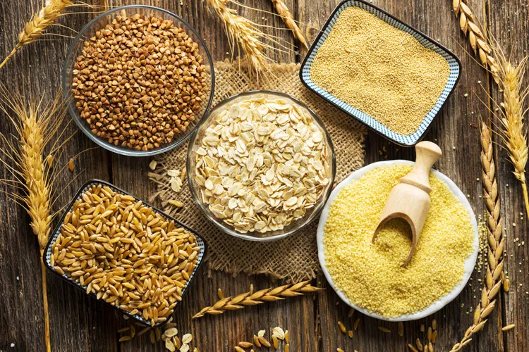A selection of cereals and cereal products.