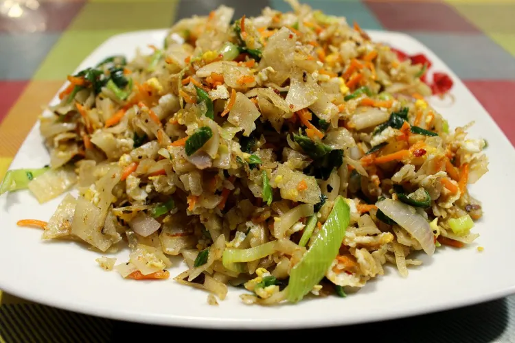 Kottu roti, a popular street food in Sri Lanka.