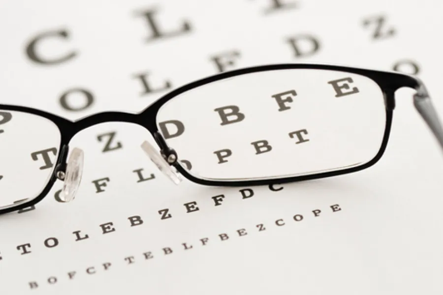 A pair of reading glasses.