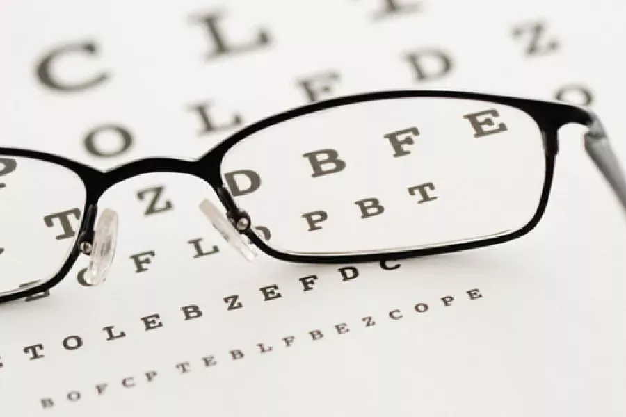 A pair of reading glasses.