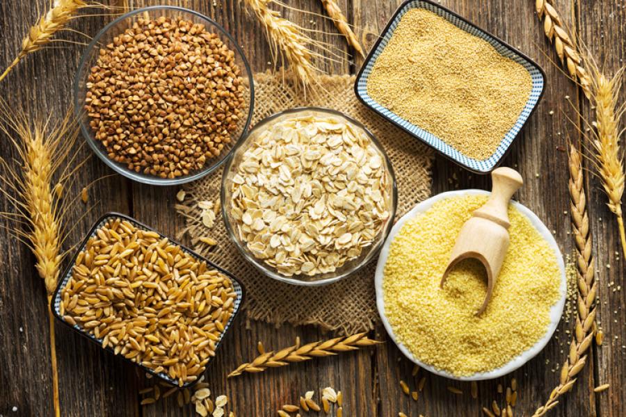 A selection of cereals and cereal products.