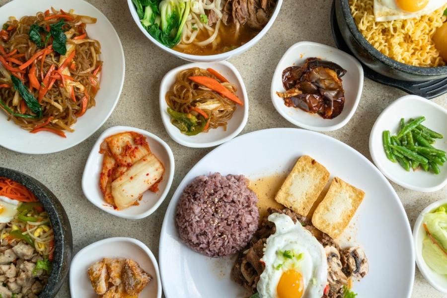 Assorted Korean food on the table.